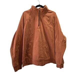 Flint and Tinder 1/4 Zip Sweatshirt Pullover Fleece Mens 3XL Orange Brown USA
